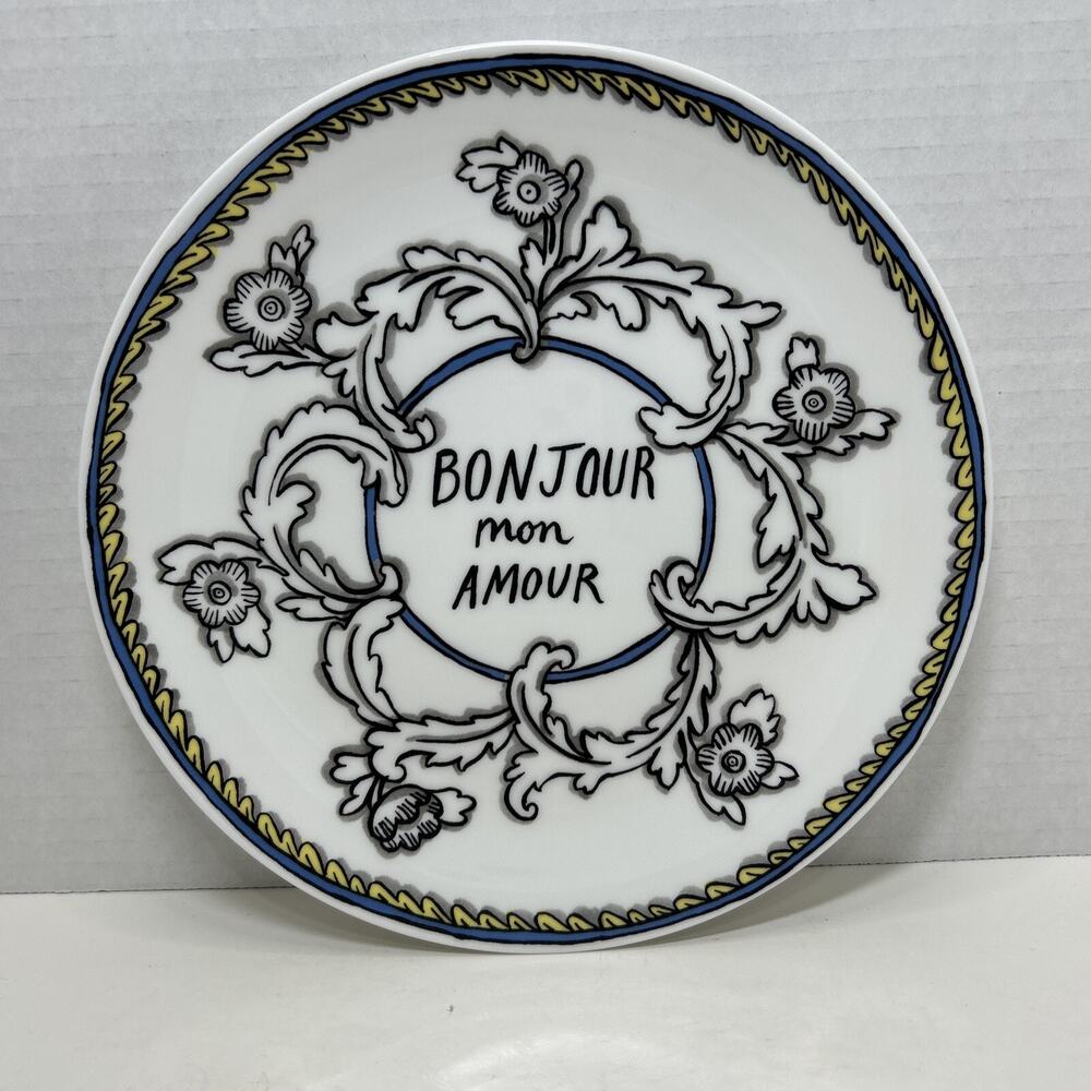 Molly Hatch Twig New York -Bonjour Mon Amour- 8" Salad/Dessert Ceramic Plate